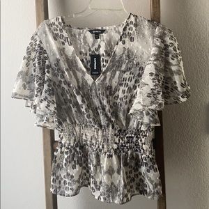 Express Black and White Animal Print Blouse